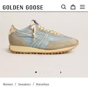Golden Goose Marathon Sneaker in Light Blue/Gray Suede/Silver sz 37 New in Box